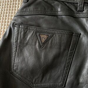 Vintage Guess Black Genuine Leather Pants